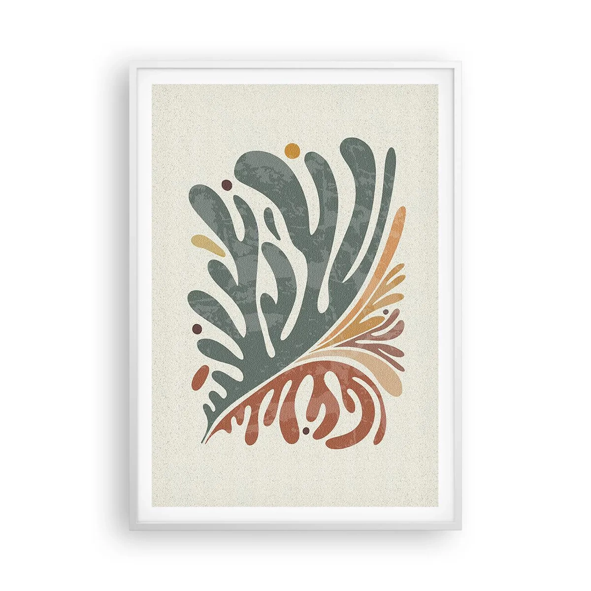 Plakat i hvid ramme - Flerfarvet blad - 70x100 cm