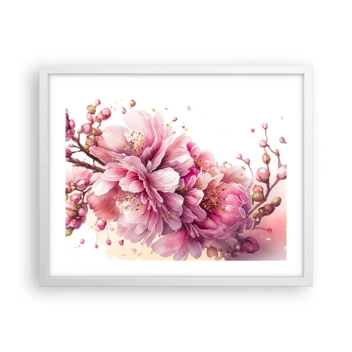 Plakat i hvid ramme - Kirsebærblomst - 50x40 cm