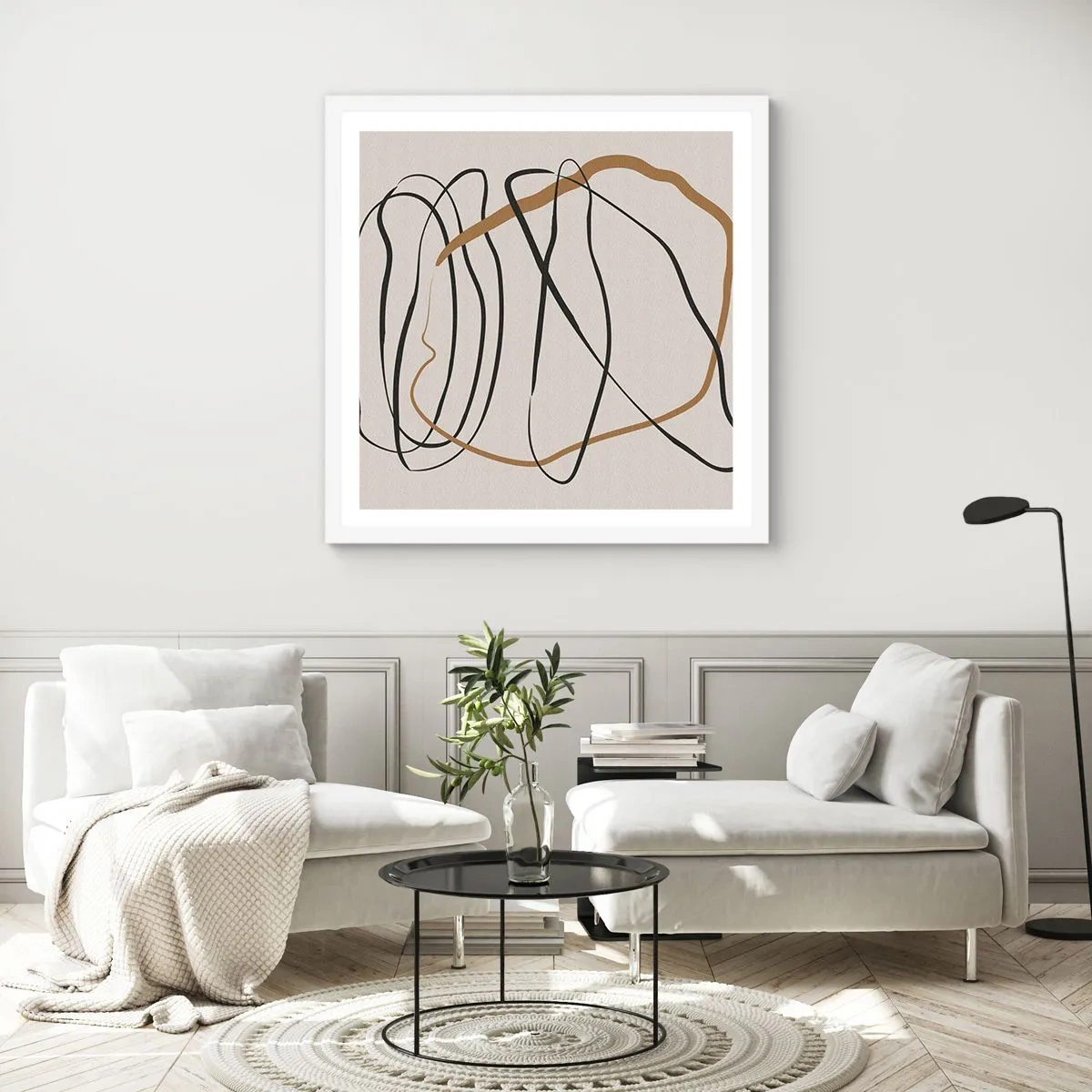 Plakat i hvid ramme - Komposition - dans i besiddelse - 50x50 cm