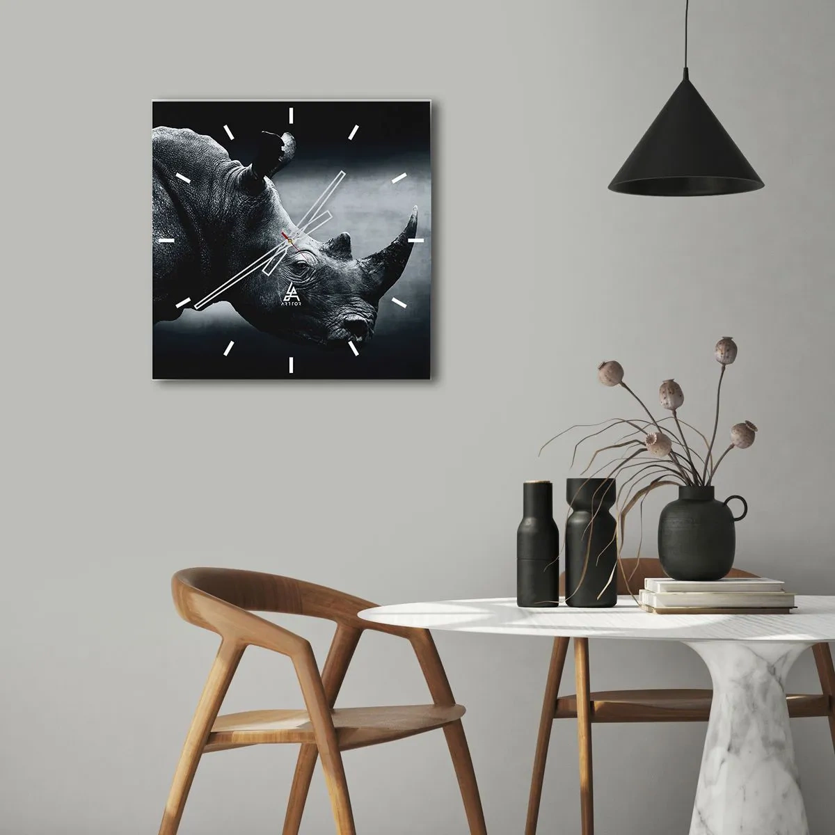 Vægur, Uret - Højre profil - 40x40 cm