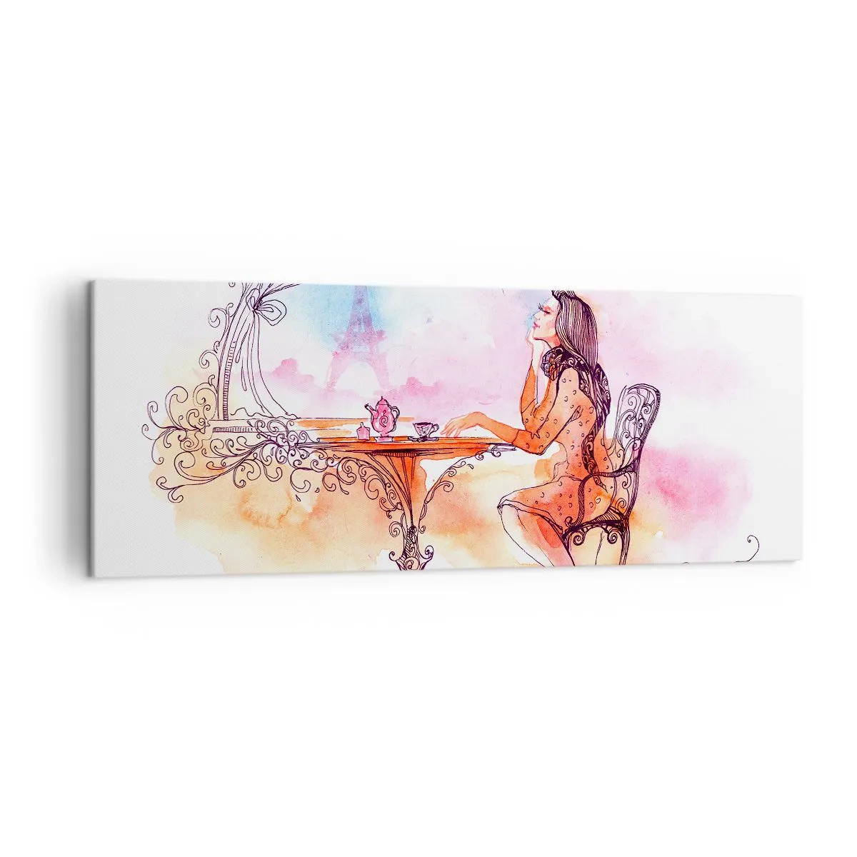 Lærredstryk - Billede på lærred - Parisisk elegance - 140x50 cm