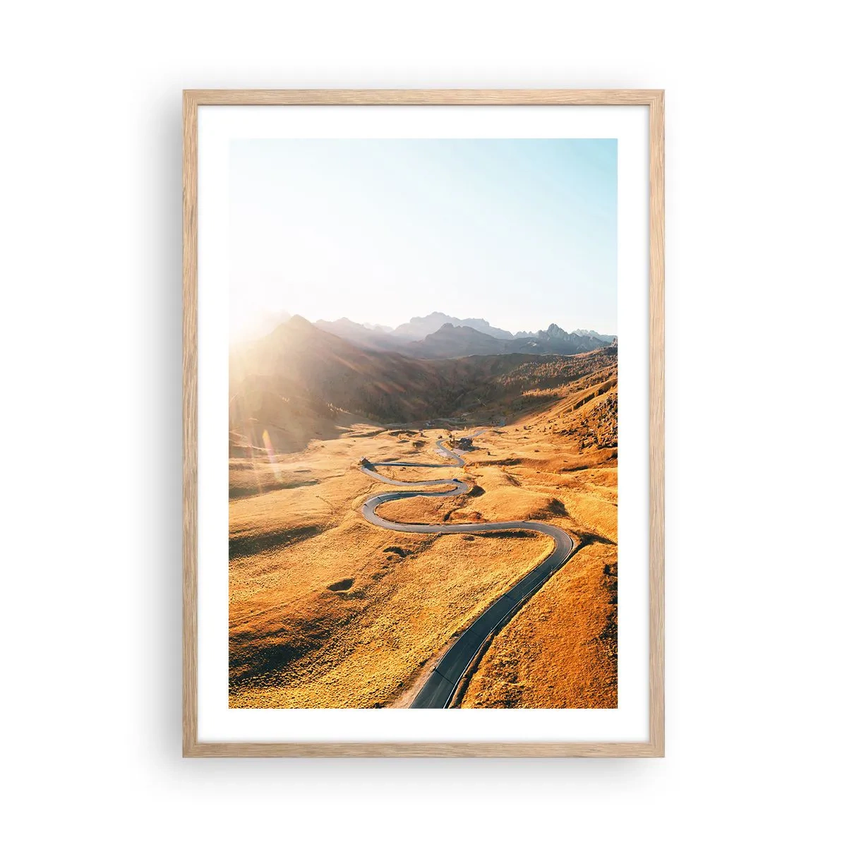 Plakat i ramme af lyst egetræ - I en gylden dal - 50x70 cm