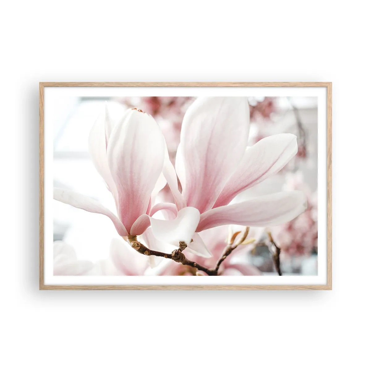 Plakat i ramme af lyst egetræ - Ømhedens umådelighed - 100x70 cm