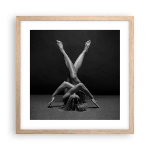 Plakat i ramme af lyst egetræ - Nøgenhedens geometri - 40x40 cm