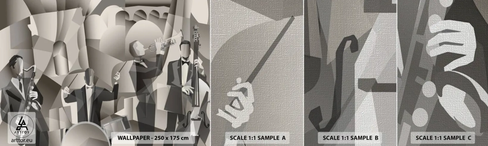 Prøve Fototapet Premium Canvas - I lydenes rum - Abstraktion, Band, Jazz - 100x30 cm