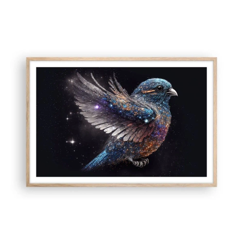 Plakat i ramme af lyst egetræ - Diamantspurv - 91x61 cm