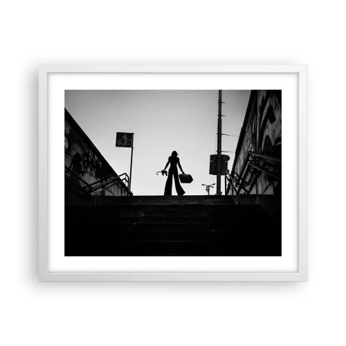 Plakat i hvid ramme - Vandring i byen - 50x40 cm