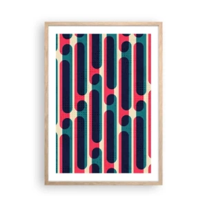 Plakat i ramme af lyst egetræ - Indad og fremad - 50x70 cm