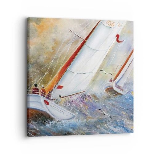 Lærredstryk - Billede på lærred - Løber på bølgerne - 30x30 cm