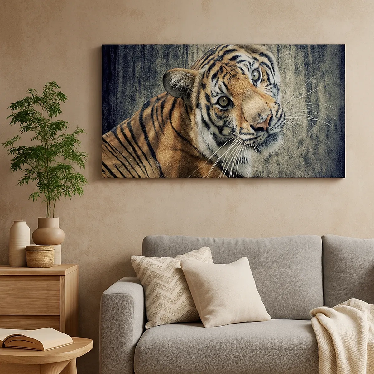 Lærredstryk - Billede på lærred - Portræt i lysstrømme - 30x30 cm