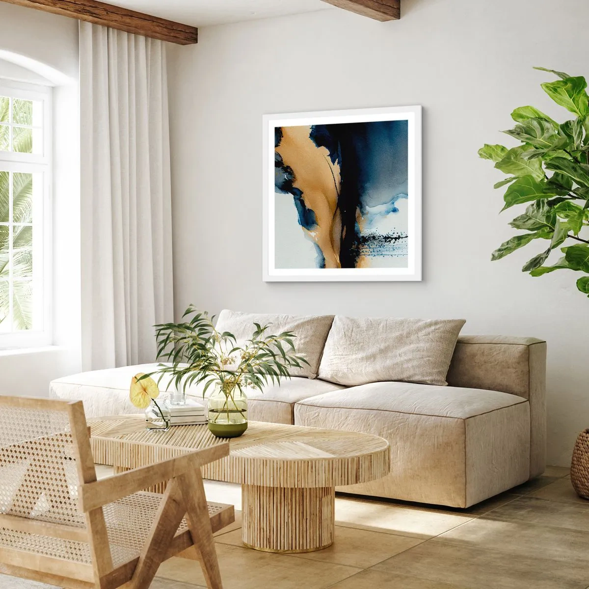 Plakat i hvid ramme - Bag sløret - 40x40 cm