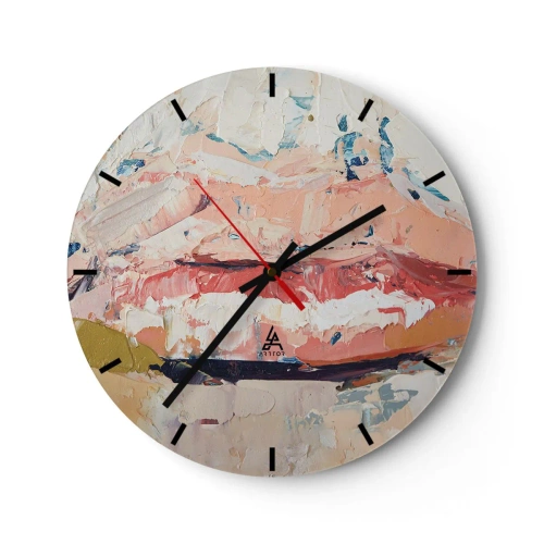 Vægur, Uret - Abstrakt tekstur af maling i nuancer af beige og pink - 30x30cm - Vækker sanserne - Moderne vægdekoration til stue, køkken og soveværelse ARTTOR
