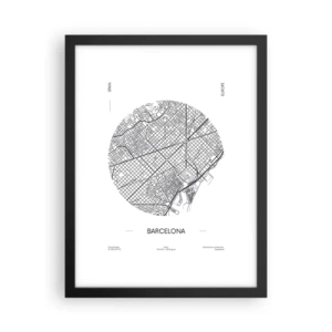 Plakat i sort ramme - Barcelonas anatomi - 30x40 cm