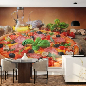 Fototapet Premium Canvas - Med en ægte italiensk smag - Gastronomi, Pizza, Italien - 400x280 cm