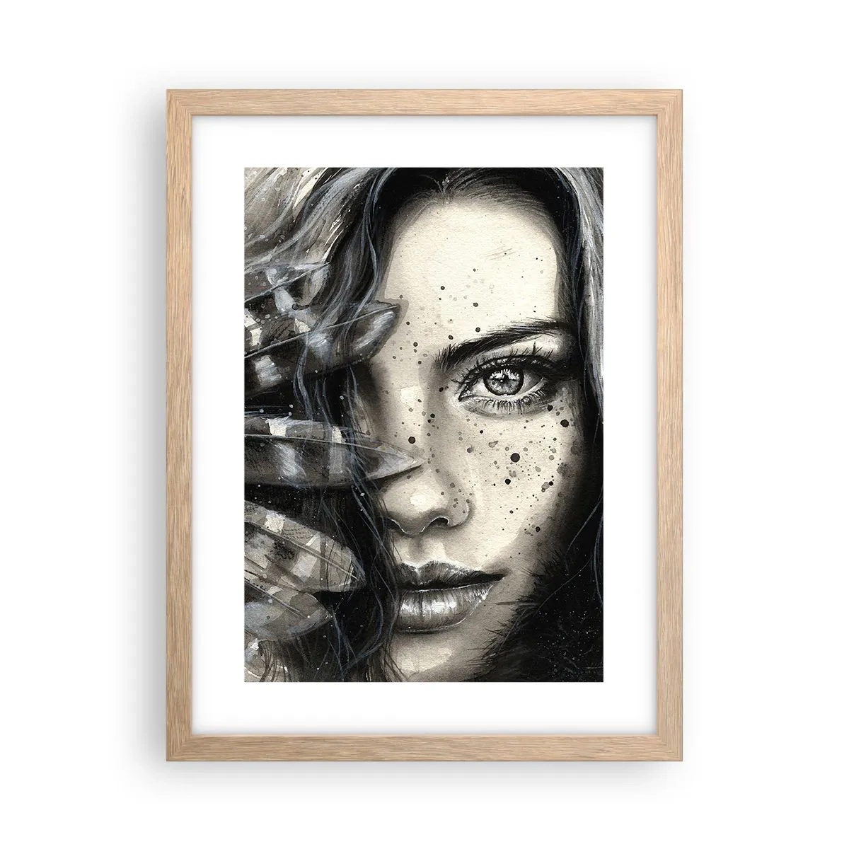 Plakat i ramme af lyst egetræ - Vild skønhed - 30x40 cm