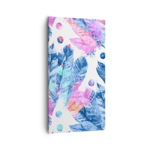 Lærredstryk - Billede på lærred - Plys i lyserød og blå - 55x100 cm