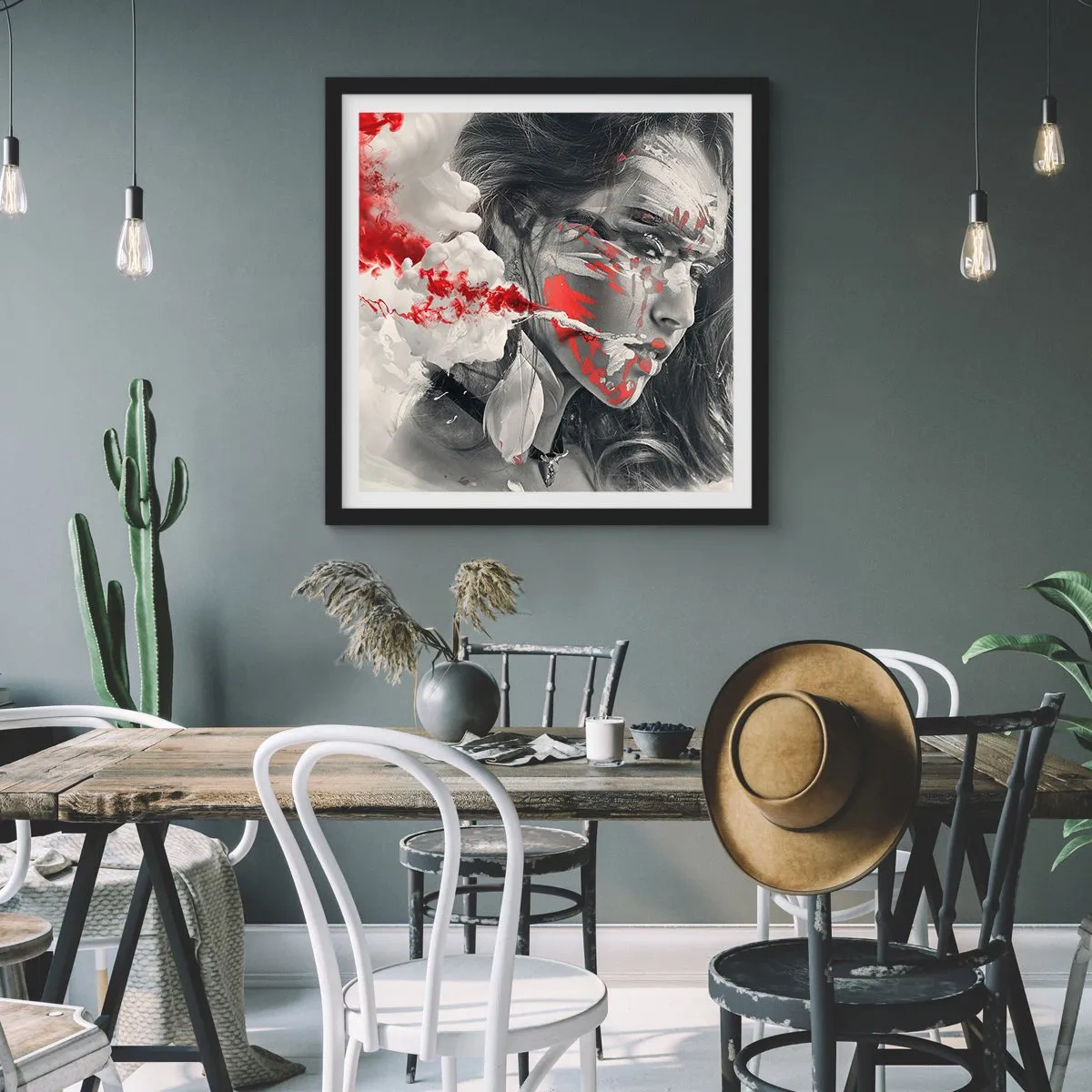 Plakat i sort ramme - I det absurdes damp - 60x60 cm