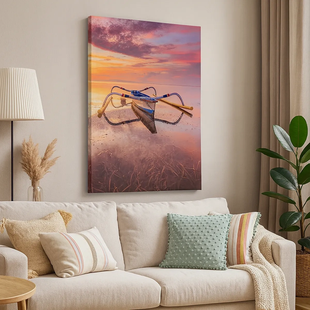 Lærredstryk - Billede på lærred - Roen ved en tropisk aften - 50x70 cm