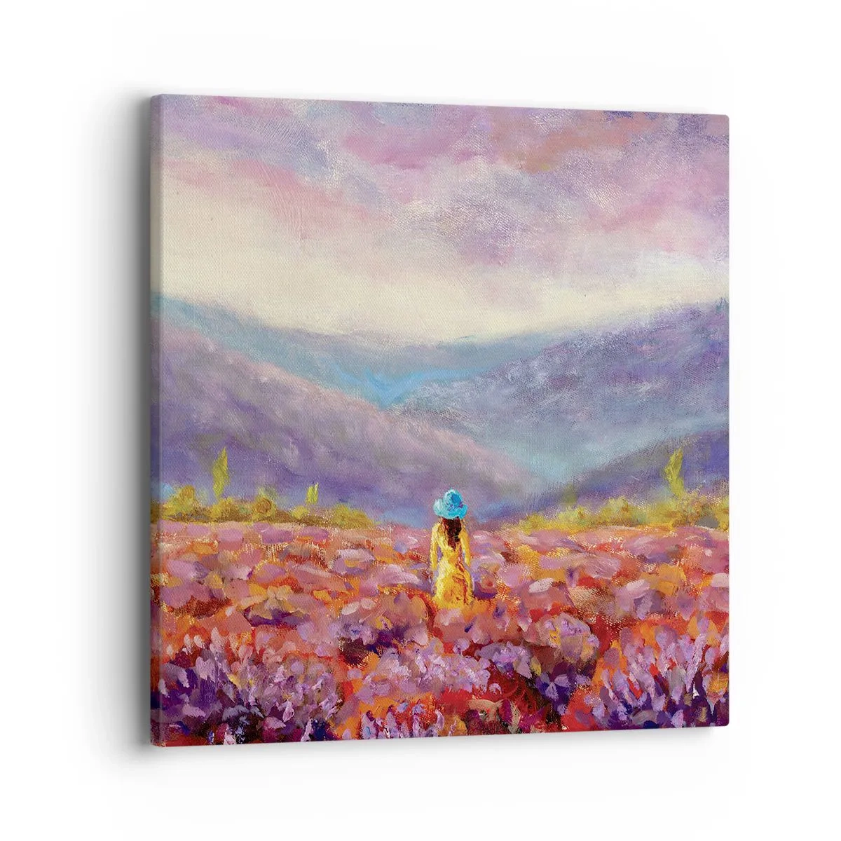 Lærredstryk - Billede på lærred - I en verden af lavendel - 40x40 cm