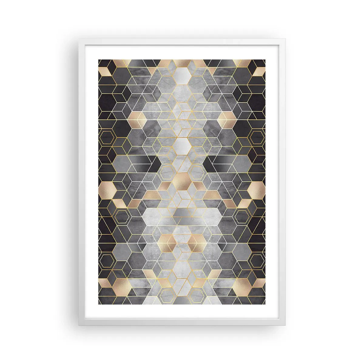 Plakat i hvid ramme - Sammensætning af diamanter - 50x70 cm