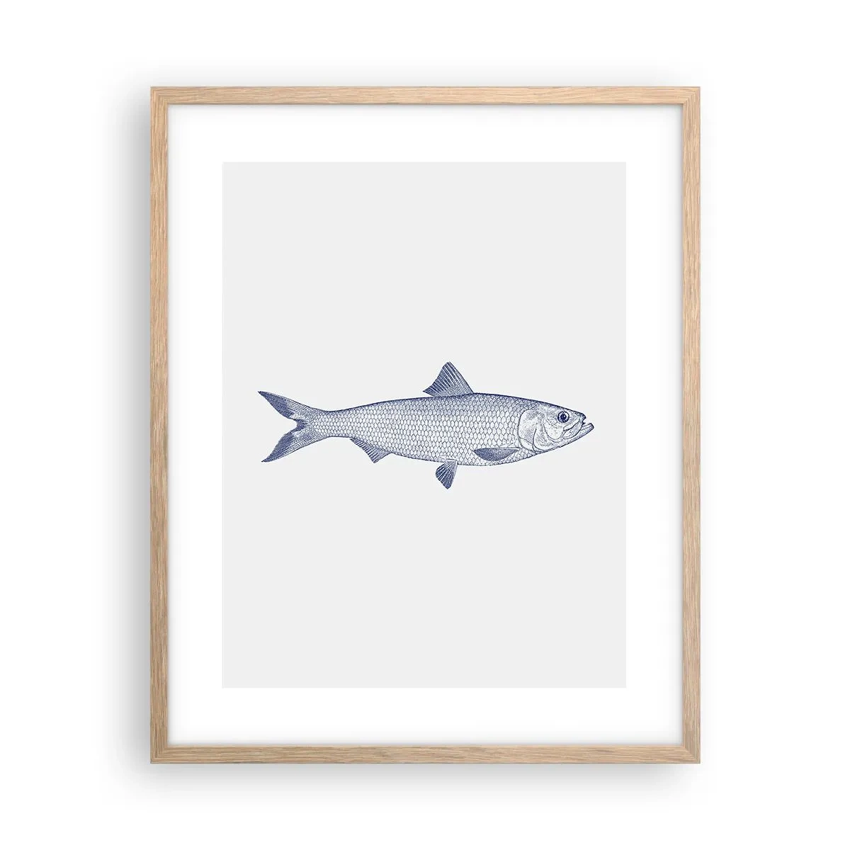 Plakat i ramme af lyst egetræ - Hilsner fra de nordlige have - 40x50 cm