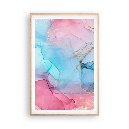 Plakat i ramme af lyst egetræ - Møde og gennemtrængning - 61x91 cm