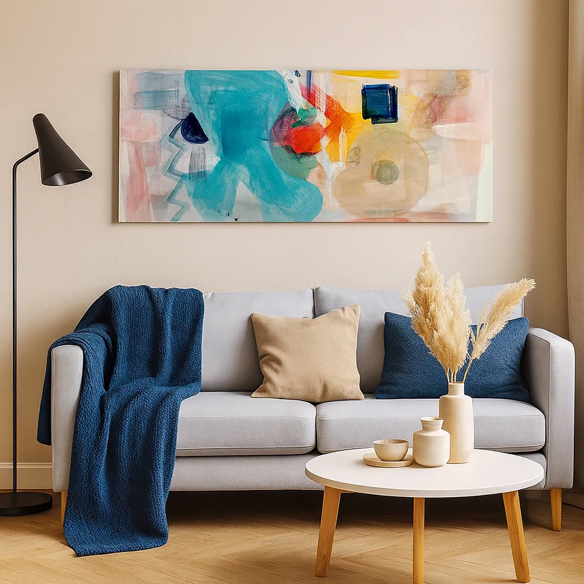 Lærredstryk - Billede på lærred - Et farverigt spil - 30x30 cm