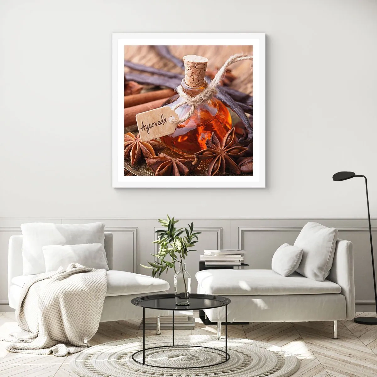 Plakat i hvid ramme - På vej mod enhed af krop og ånd - 50x50 cm