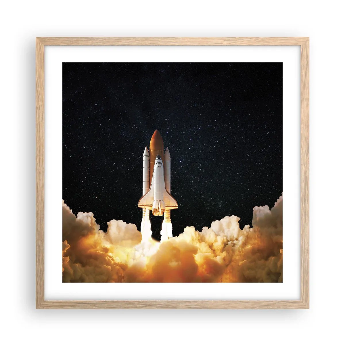 Plakat i ramme af lyst egetræ - Ad astra! - 50x50 cm