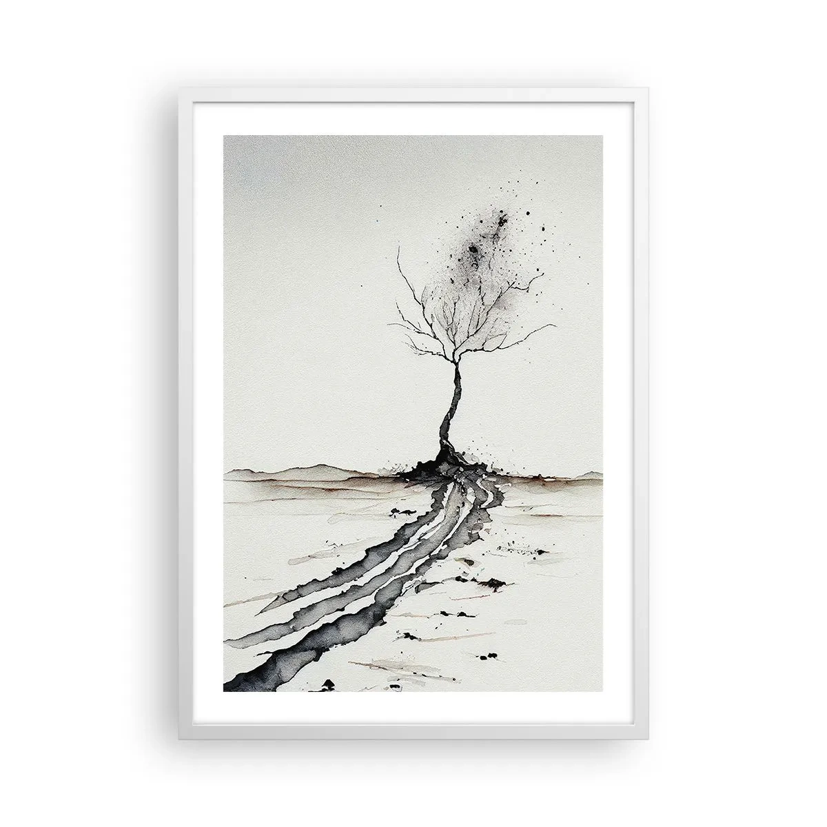 Plakat i hvid ramme - Vinterens melankoli - 50x70 cm