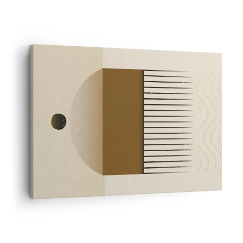 Lærredstryk - Billede på lærred - Abstrakt geometrisk komposition i beige og brune toner - 70x50cm - Forskellige stater - Moderne vægdekoration til stue og soveværelse ARTTOR