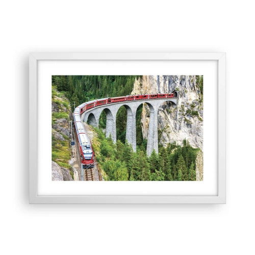 Plakat i hvid ramme - Udsigt over bjergene til gengæld - 40x30 cm