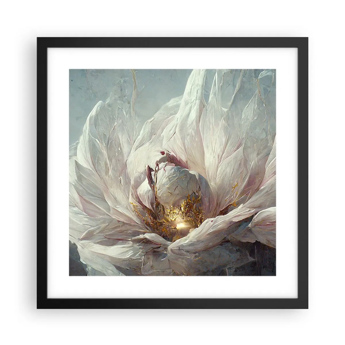 Plakat i sort ramme - Blomstrer en gang om hundrede år - 40x40 cm