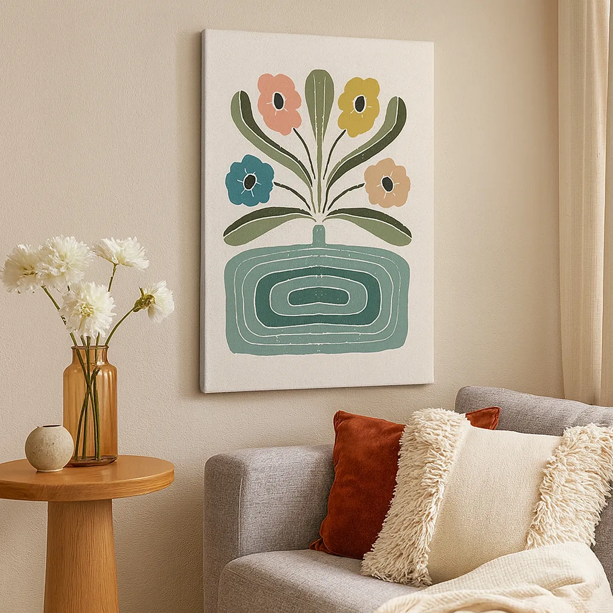 Lærredstryk - Billede på lærred - Symmetrisk buket - 50x70 cm