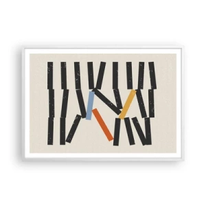 Plakat i hvid ramme - Dominoer - komposition - 100x70 cm
