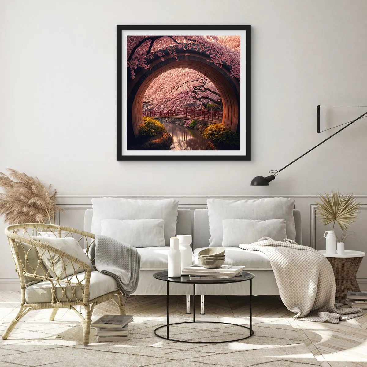 Plakat i sort ramme - Japansk forår - 50x50 cm