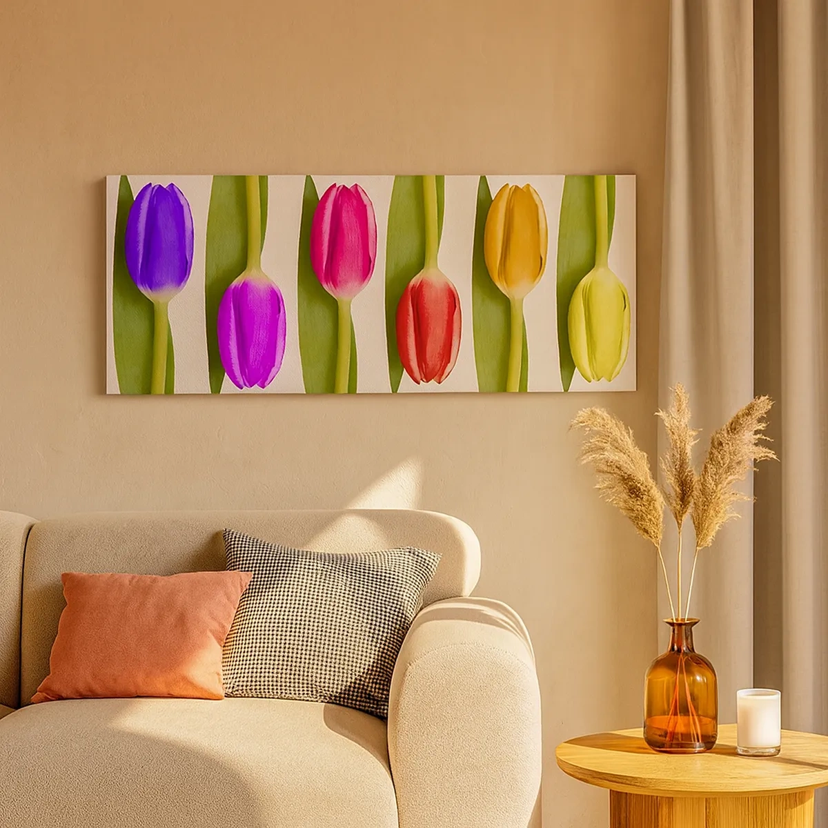 Lærredstryk - Billede på lærred - Regnbuesammensætning - 30x30 cm