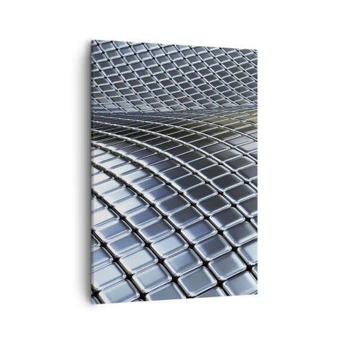 Lærredstryk - Billede på lærred - Bølge i metallisk sølv - 50x70 cm