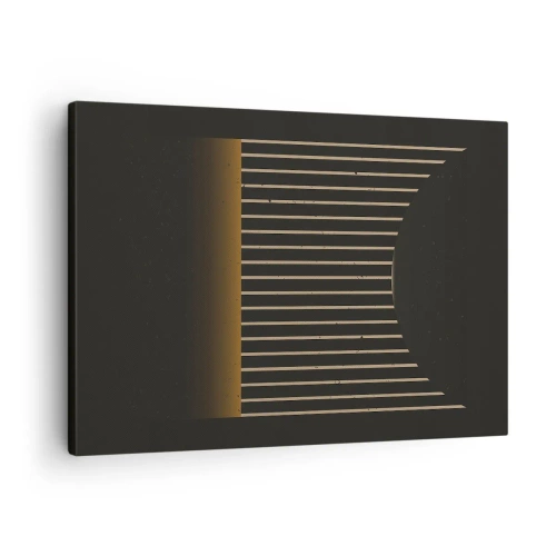Lærredstryk - Billede på lærred - Geometrisk mønster med striber på en mørk baggrund - 70x50cm - Udforsk mørket - Moderne vægdekoration til stue og soveværelse ARTTOR