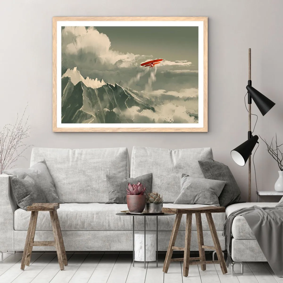 Plakat i ramme af lyst egetræ - Frygtløs pioner - 50x40 cm