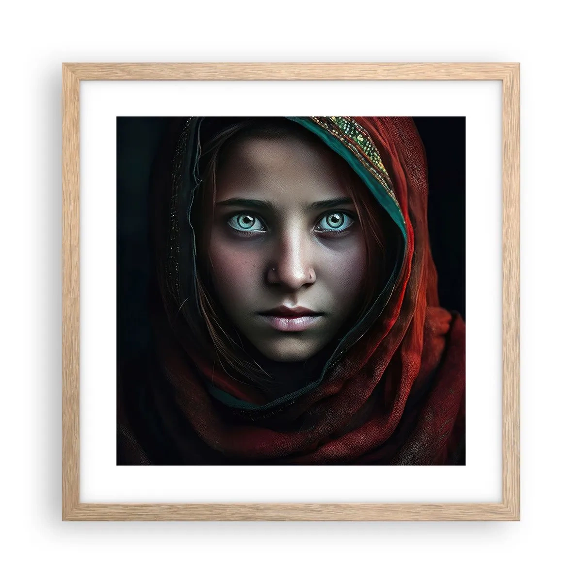 Plakat i ramme af lyst egetræ - Østens prinsesse - 40x40 cm