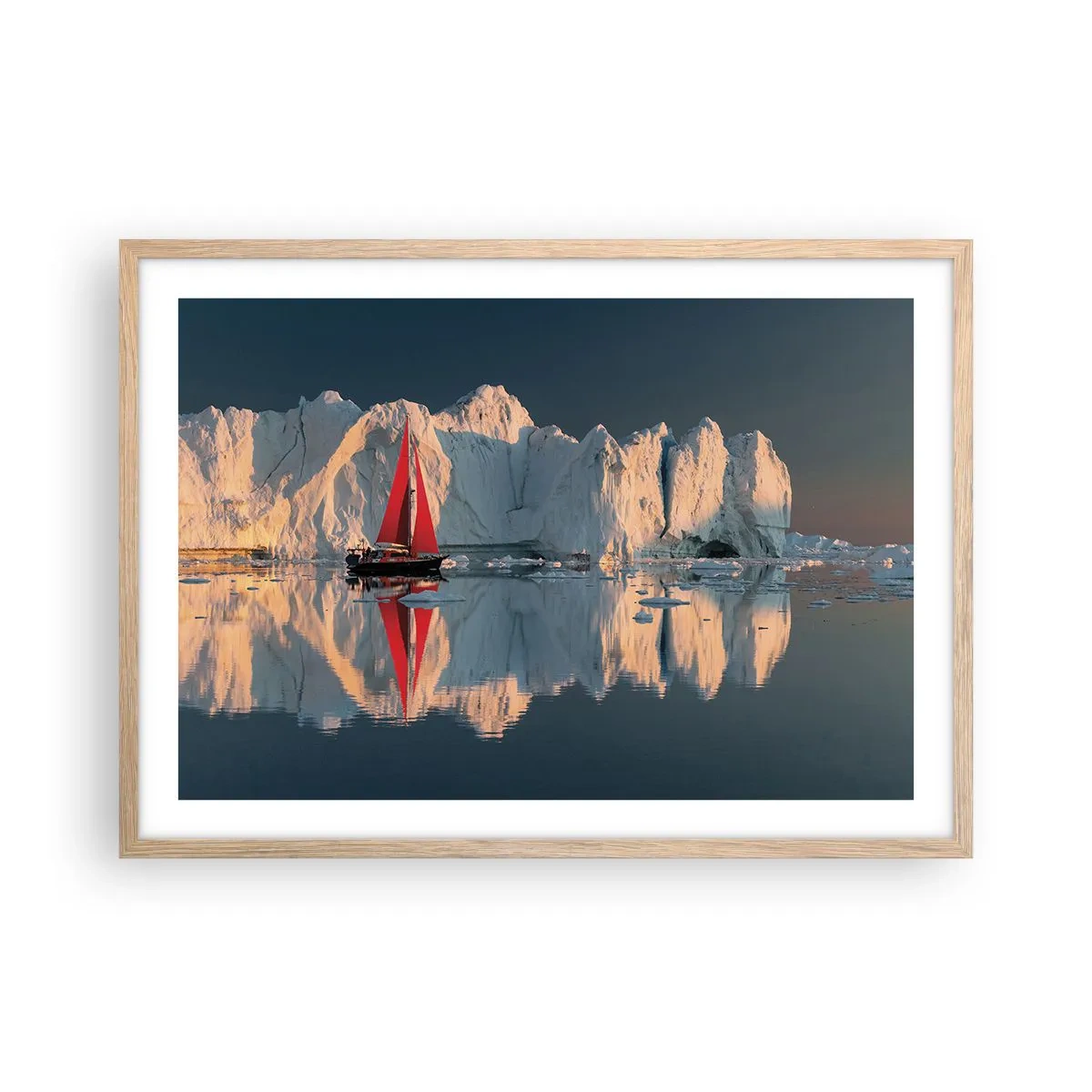 Plakat i ramme af lyst egetræ - På kanten af verden - 70x50 cm