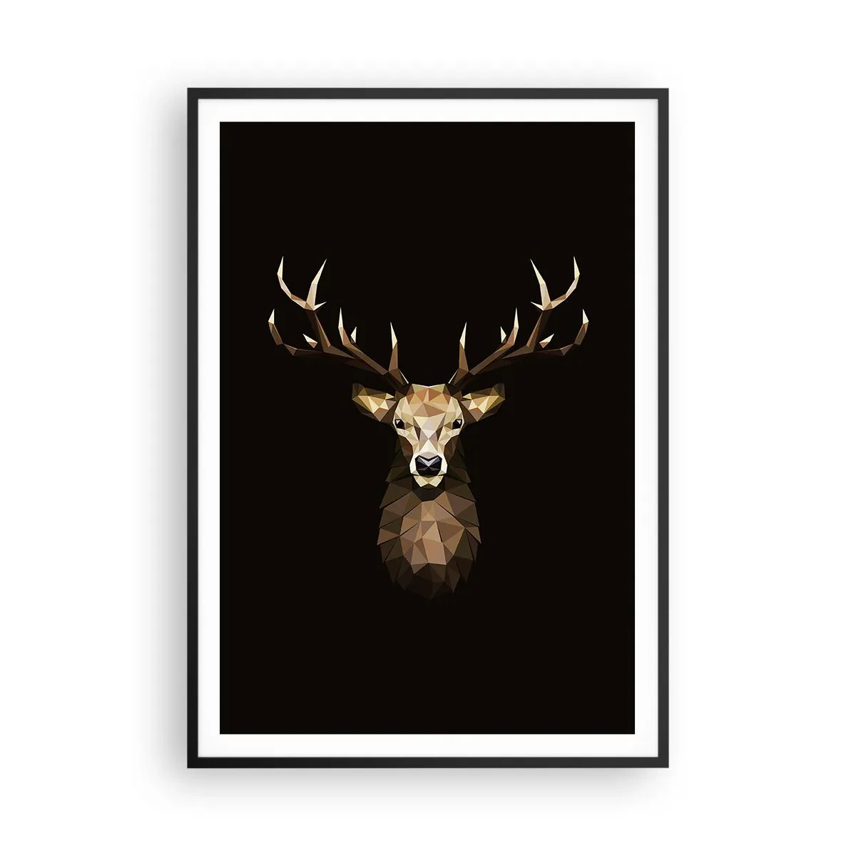 Plakat i sort ramme - Kubistisk hjort - 70x100 cm