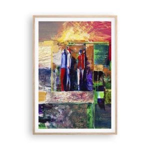 Plakat i ramme af lyst egetræ - Forhold og følelser - 70x100 cm