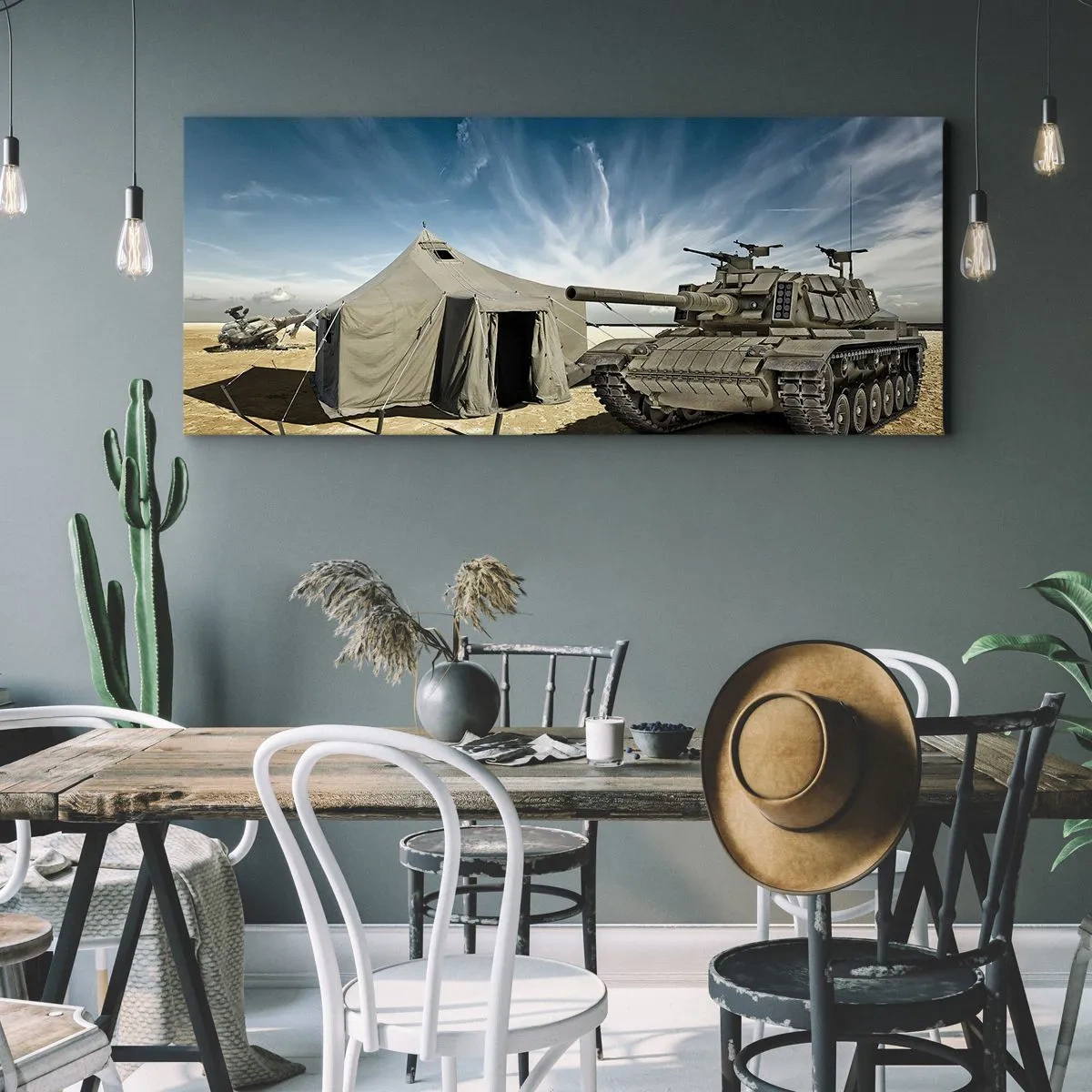 Lærredstryk - Billede på lærred - En militær drøm - 160x50 cm