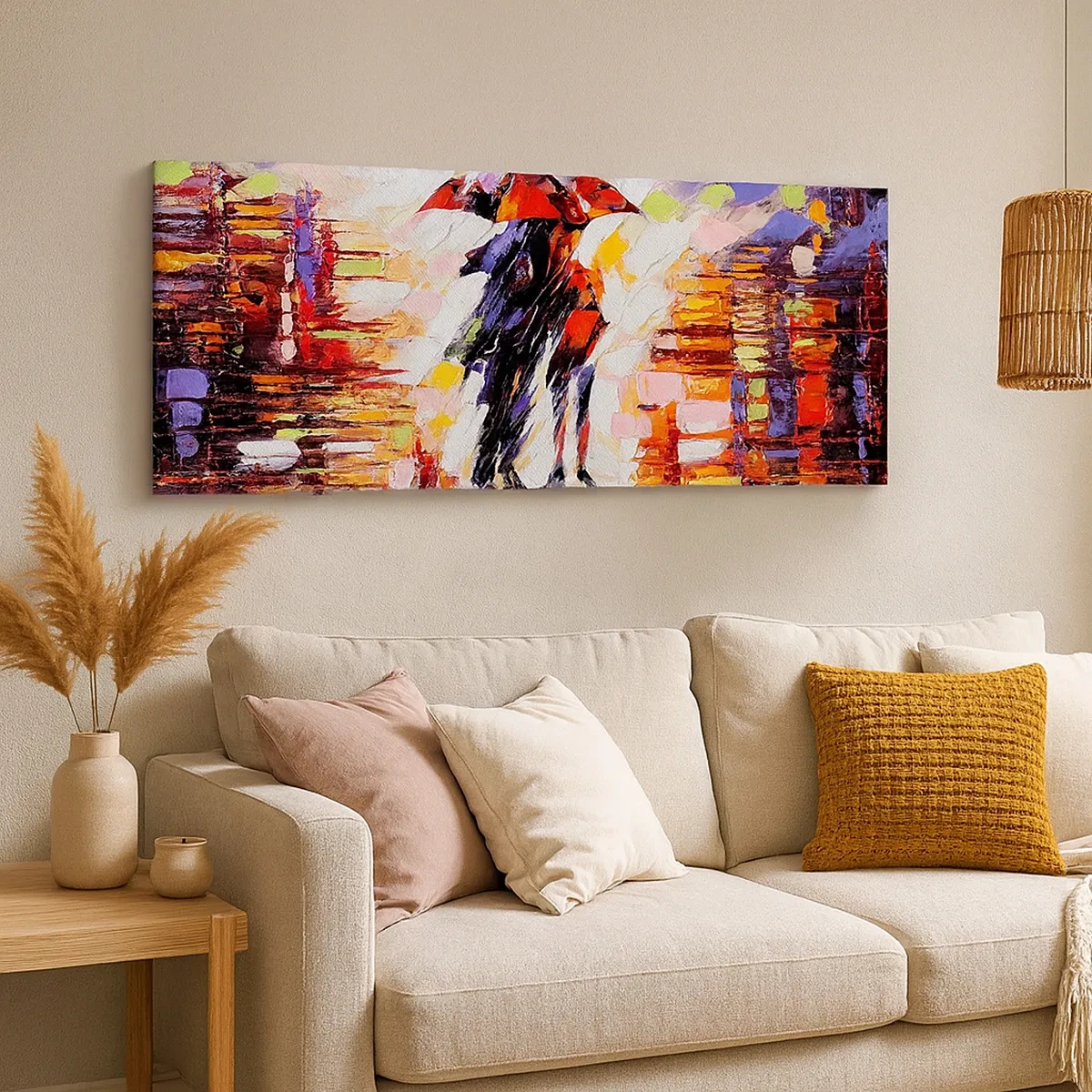 Lærredstryk - Billede på lærred - Sammen gennem natten og regnen - 30x30 cm