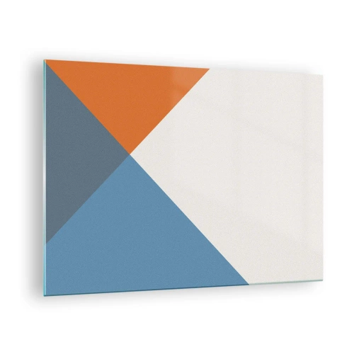Billede på glas - Geometrisk komposition med farverige trekanter - 70x50cm - Med hensyn til ... - Moderne vægdekoration til stue og soveværelse ARTTOR