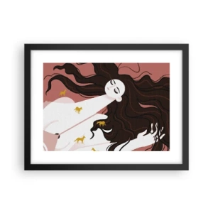 Plakat i sort ramme - Drøm om en gylden hest - 40x30 cm
