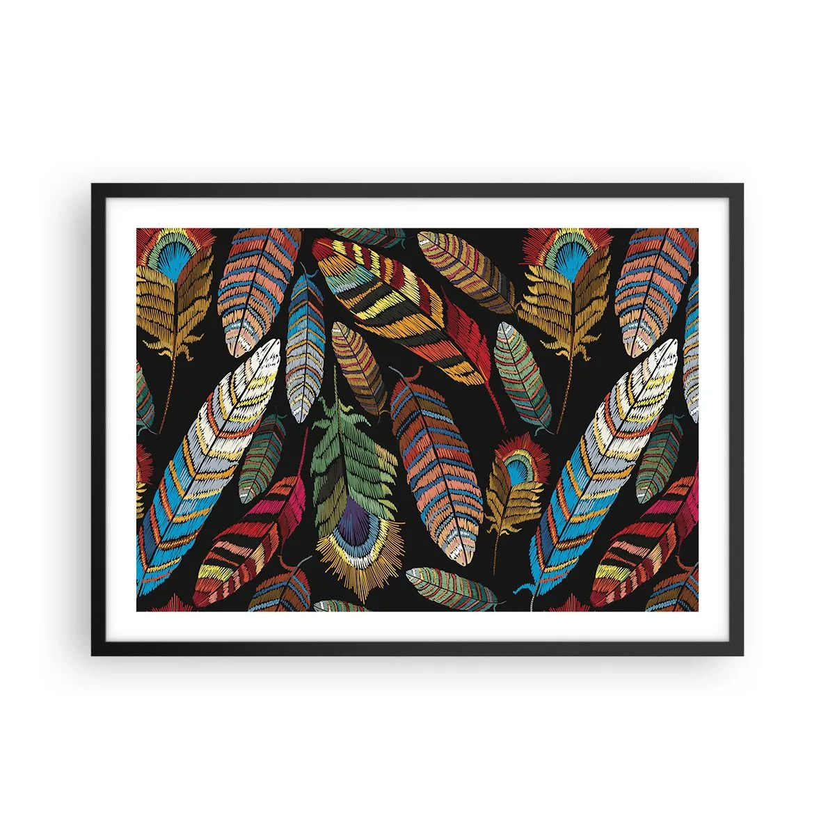 Plakat i sort ramme - Fuglekarneval - 70x50 cm