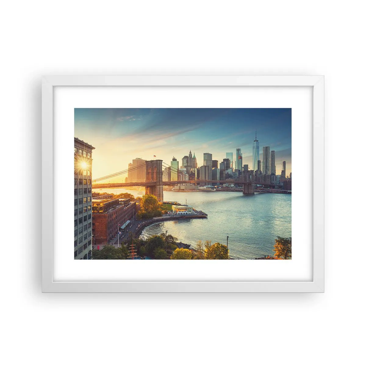 Plakat i hvid ramme - Den store bys daggry - 40x30 cm